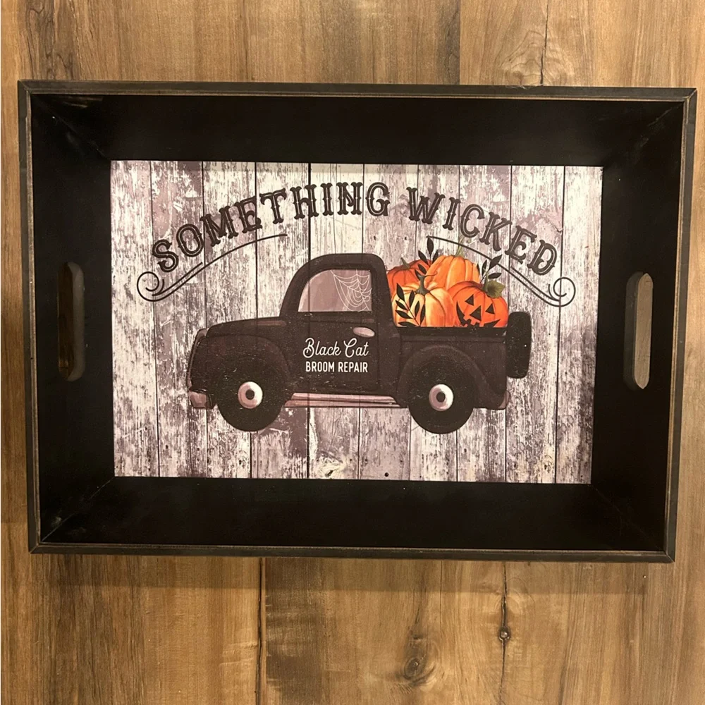 Halloween Decor Wood Tray
